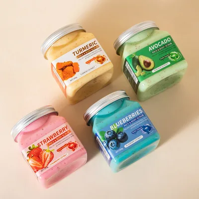 Natural Exfoliating Body Scrub Acocado Aloe Coconut Moisturizing Dead Skin Removal Fruit Flavor for Smooth Skin Deep Moisturize