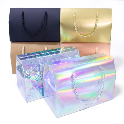 8INCH Iridescent Paper Gift Box with Handle