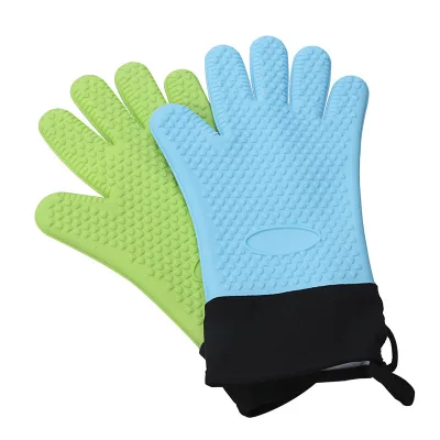 Heat Resistant Oven & Microwave Safe Silicone Grilling Gloves with Inner Cotton Layer for Baking Non-Slip Waterproof Cooking