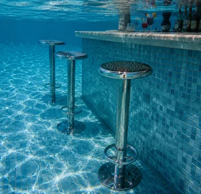 Stainless Steel Underwater Bar Stool with Foot Rest for Swimming Pool