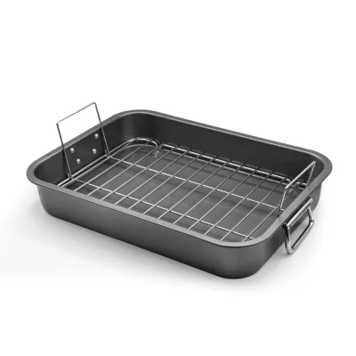Large Baking Tray with Rack, Foldable Handle, Flat Rack, Evenly Heated Food, Dishwasher Washable
