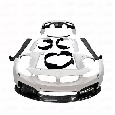 V Style Car Bumpers Fenders with Carbon Fiber Front Lip Rear Diffuser Side Skirt Rear Wing for F82 M4 2 Doors