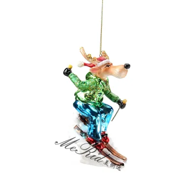 Glass Decoration Elk Reindeer Animal Theme Party Series Memorial Gift Christmas Tree Ornament Eco-friendly