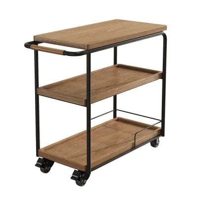 Vintage Industrial Wood & Metal Serving Cart, Bar Cart, Beverage Trolley, Rolling Storage Rack for Home Kitchen & Restaurant