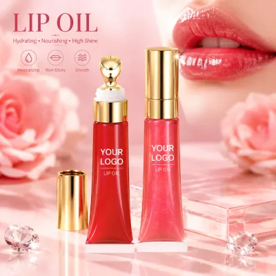 Wholesale Gold Metal Lid Lip Plumper Oil Moisturizing Custom Logo Lip Gloss Makeup