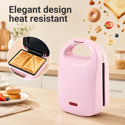 Power Indicator Anti Slip Feet Cord Wrap Handle Lock Toastie Maker Breakfast Sandwich Machine for Office Breakrooms Hostels