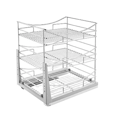 Kitchen Cabinet Dish Storage Rack Organizer Pull Out Wire Basket Kitchen Cabinet Base Unit