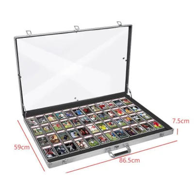Lockable Aluminum Framed Display Case with Clear Lid for Graded Card Slab Showcase & Trade Show Exhibition