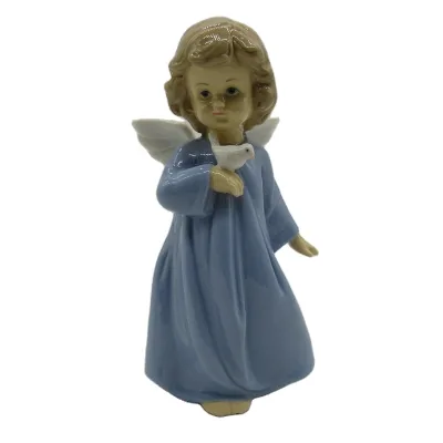 Little Cute White Ceramic Angel Statue Statue Cherub with Halos and Wings Wholesale