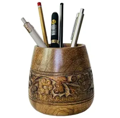 Wholesale Wooden Storage Paintbrush Cup Pen Stand Stationery Pencil Holder for Desktop Teacher's Day Office Gifts