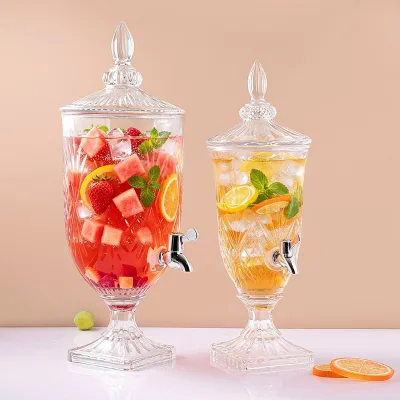 Wholesale Factory Whisky Wine Clear 2l 3l 4.5l Empty Glass Dispenser Jar Custom for Bar Drink Dispensers