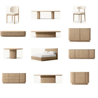 High-end Bedroom and Dining Room Furniture for Luxury Villas, Complete Oak Furniture Sets,  and for Residential and Hotel
