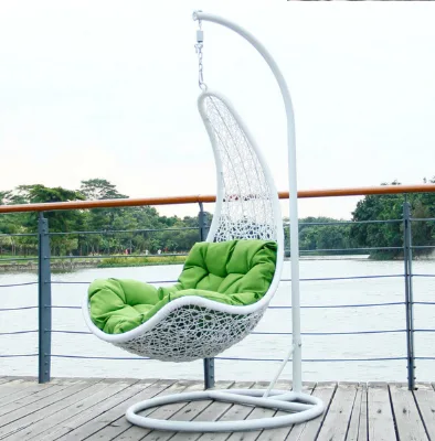 Modern White PE Rattan Hammock Chair Cheap Hedy Garden Wicker Hanging Chairs for Patio Living Room Courtyard Outdoor Furniture