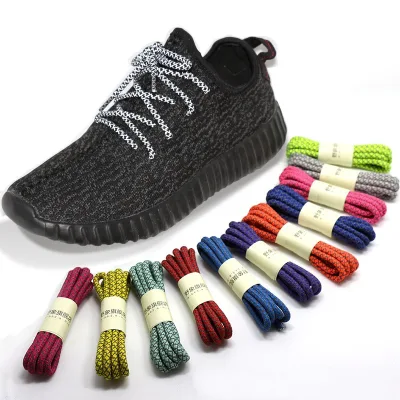 High Quality 4mm Polyester Reflective Strip Shoelaces Comfortable Running Shoe Laces