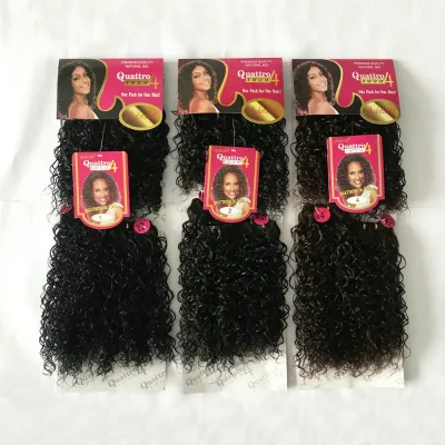 Wholesale High Quality Kinky Curly Single Weft Hair Weaving Water Wave Short 4 Bundles Natural Color Synthetic Collection