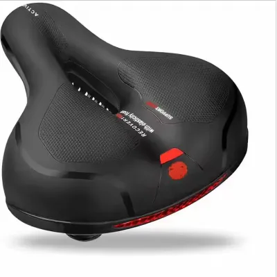 Ergonomic Bike Seat PU Leather Bicycle Saddle with Memory Foam Cushion and Dual Shock-Absorbing Rubber Balls