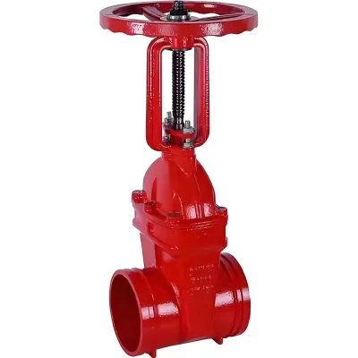DN125 Grooved Rising Stem Ductile Iron Resilient Seated Gate Valve, Red, Fire Service, PN16, Custom Available & Large Stock