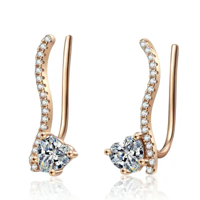 Wholesale 925 Sterling Silver 1ctVVS Moissanite Earrings Certified Cubic Zircon Jewelry Champagne Gold Elegan for Women