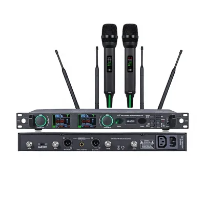 XUNGUAN M-8605 Dual Channel Wireless Microphone System TFT Color Screen Electron Tube True Diversity for Stage Speech