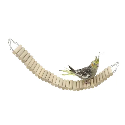 Log Plank Road Stairs Flying Discs Lightweight Bird Ladder Toys Wooden Ladder Feather Cloth for Parrot Bird Cage Accessories