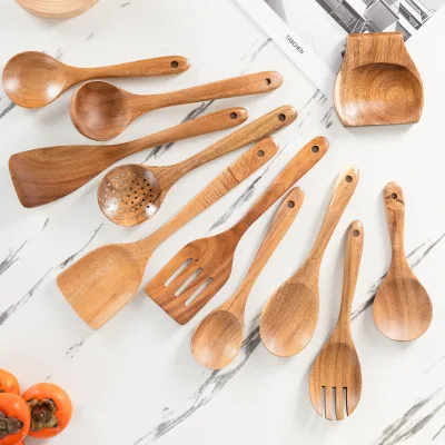 Wooden Kitchen Utensil Set With Spatula and Ladle Wooden Utensils for Cooking Wood Utensil Set for Kitchen