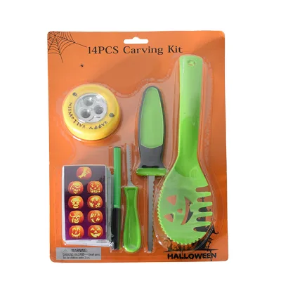 14-Piece Easy-to-Use Halloween Pumpkin Carving Kit for Kids Battery-Powered Cutting Tools for Party Decorations