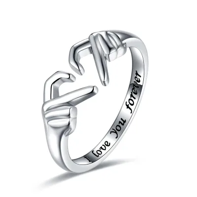 Love Heart Ring Simple Heart-Shaped Brass Rings for Wedding or Engagement