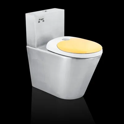 Kuge Siphon Flush 304 Stainless Steel Water Closet Toilet with Soft Close Seat for Hotel Bathroom Projects