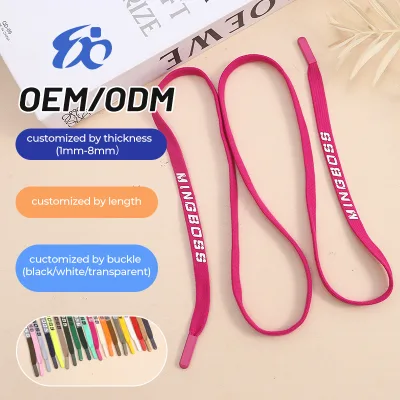 Custom 1cm Flat Thickened Polyester Cotton Drawstring with Heat Transfer Print & Aluminum Aglet for Garment, Bags & Sportswear