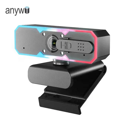 Anywii 60fps Broadcast Live Streaming Camera Gaming Webcam Led Light Web Cam Livestream Camera with Microphones