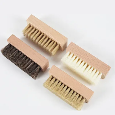 Factory Wholesale Low Moq  Horsehair Brush Wooden Sneaker Shoe Cleaning Brush