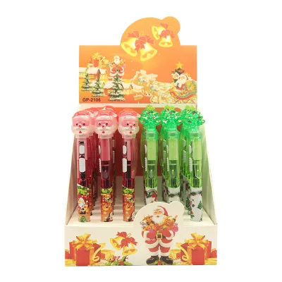 Christmas LED Light Santa Claus & Christmas Tree Ballpoint Pen, Red/Green Bouncing Pen for Holiday Gifts & Promotion