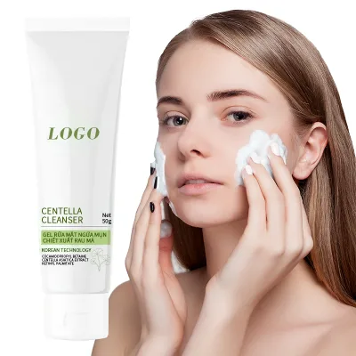 OEM Centella Asiatica Acne Face Wash Cocamidopropyl Betaine Deep Cleaning Pore Minimizer Oil Control Acne Remover 50g