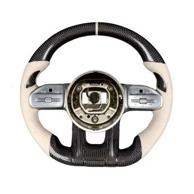 Leather Carbon Fiber Steering Wheel for Mercedes Benz AMG W205 W212 W213 CLA W117 W222 S550 GLA X156 GLC63 Interior Upgrade