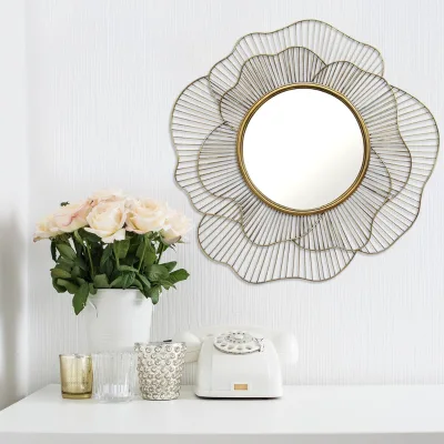 Rose Shape Best Sale Art Decor Mirror Wholesale Luxury Home Decoration Wall Mirror Source Factory Direct Sale Eco-friendly