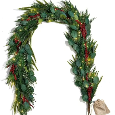 Hot Selling Eco-Friendly Christmas PE Wreath Door Hanging 6ft 9ft Artificial Decorations Christmas Tree Garland Ornament