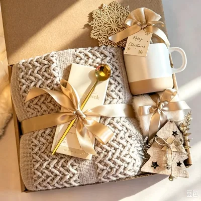 Winter Self-Care Care Hamper For Men Women Soft Blanket Coffee Mug Fuzzy Socks Thanksgiving Christmas Present