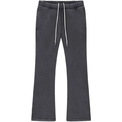 Black Washed Embroidered-Logo Track Pants for Men & Women Comfortable Sweatpants for Casual, Gym & Streetwear