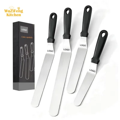 Baking Decorating Stainless Steel Blade Frosting Icing Decorating Spatula Plastic Handle Professional Cake Angled Offset Spatula
