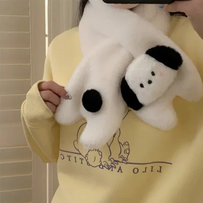 Cute Printed Puppy Pacha Dog Plush Scarf Winter Thickened Cartoon Furry Doll for Students and Winter Enthusiasts