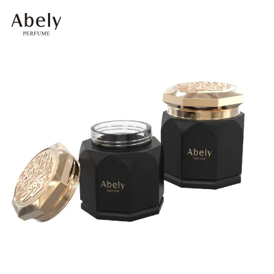 OEM Manufacturer Empty Glass Luxury Oud Arabic Bakhoor Jar Wide Mouth Black Square Bakhoor Glass Jars