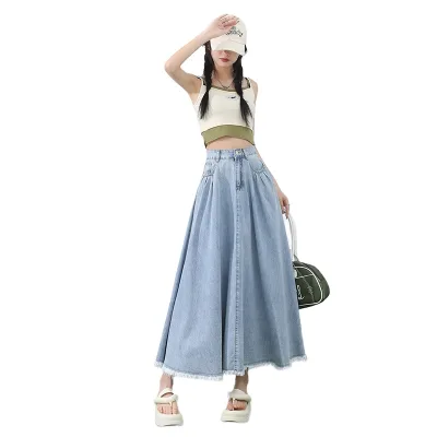Women's Denim Skirt Thin Long Skirt Slim A-line Skirt Casual Summer