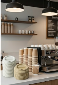 Hot Drink Sugarcane Pulp Cup Lids Eco-friendly Compostable Double Wall Style