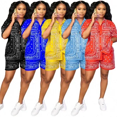 Set Women's Fashion Casual Printed Two Piece