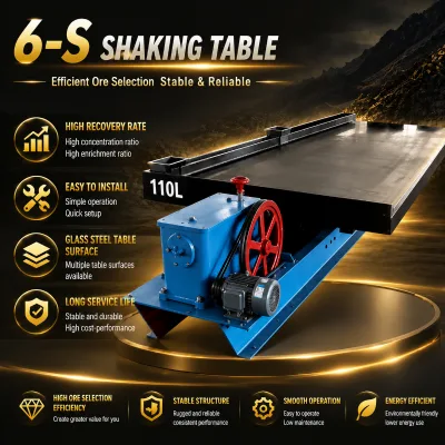 Industrial 6-S Shaking Table Gravity Separator For Alluvial Placer Gold Sand Tin Ore Mineral Processing Equipment