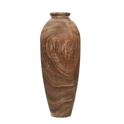 Mid-century Style Wabi-sabi Carbonized Wood Vase Large Black Vintage Natural Dry Flower Stand for HomeStay Bamboo Wooden Vases