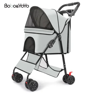 Puppy Carrier Lightweight Double Layer Portable Luxury Large Foldable Cat Pram Dog Strolling Cart Pet Stroller Trolleys