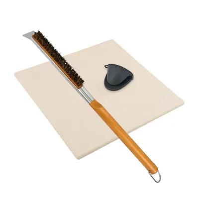 Hot Sale Wooden Handle Pizza Brush Long Handle Pizza Brush Pizza Stone Removable Baking Hand Clip Set