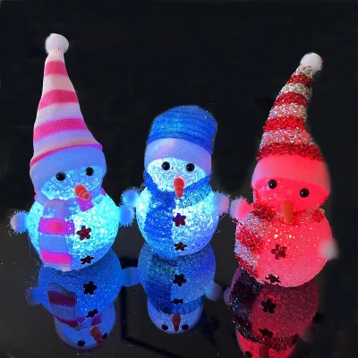 Christmas Decor LED Snowman Lamp Battery Operated Multicolor Changing Light for Desk Christmas Decorations or Party Favors