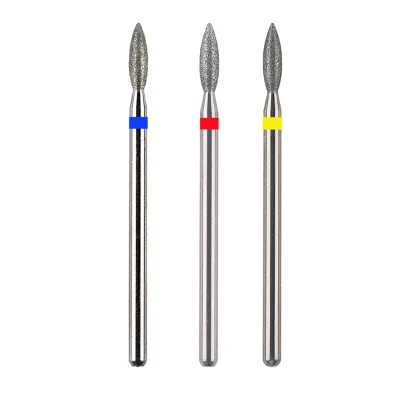 Professional Safety Manicure Electric Machine Cutters Tool 2.5mm Flame Shape Diamond Cuticle Nail Drill Bits